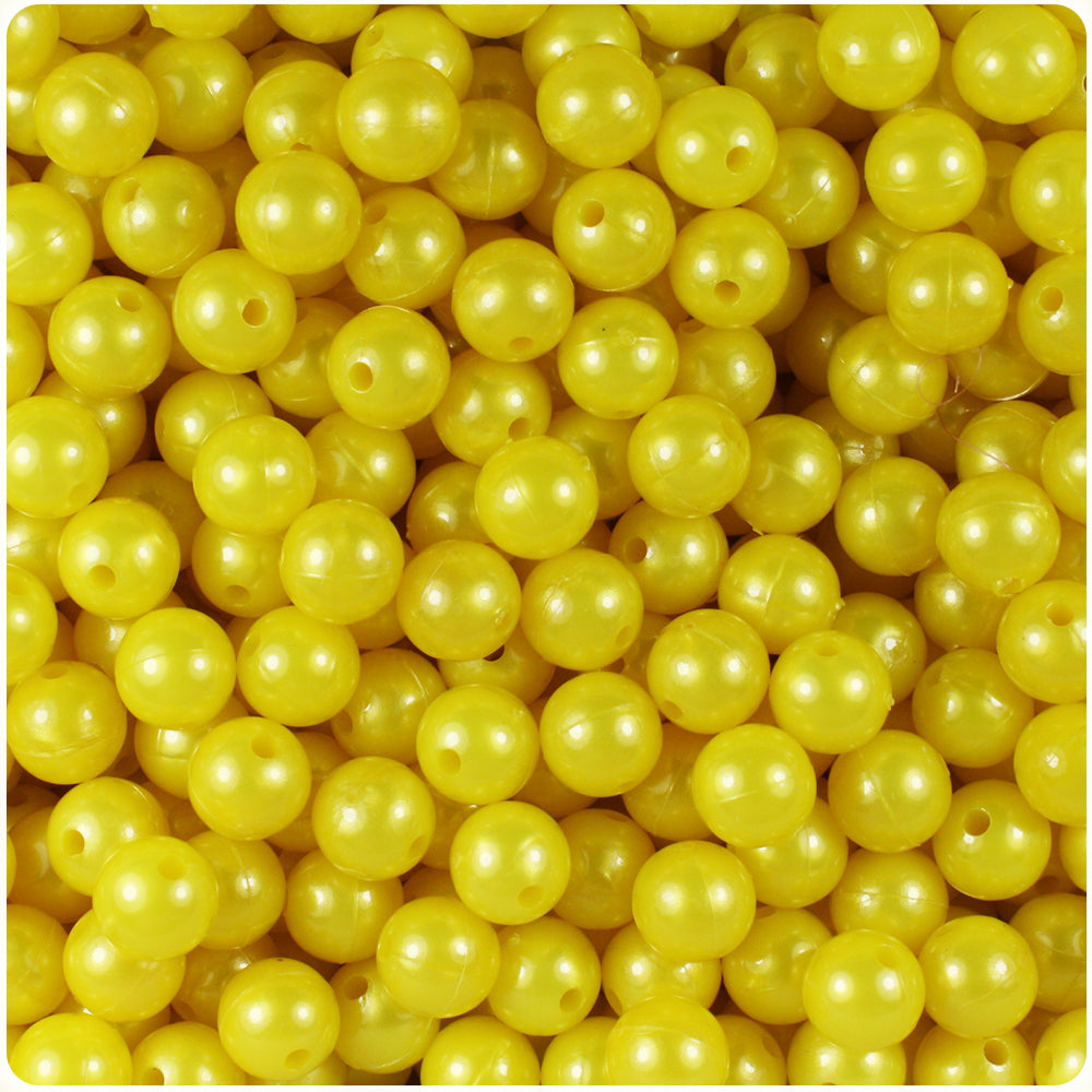 Yellow Pearl 8mm Round Plastic Beads (300pcs)