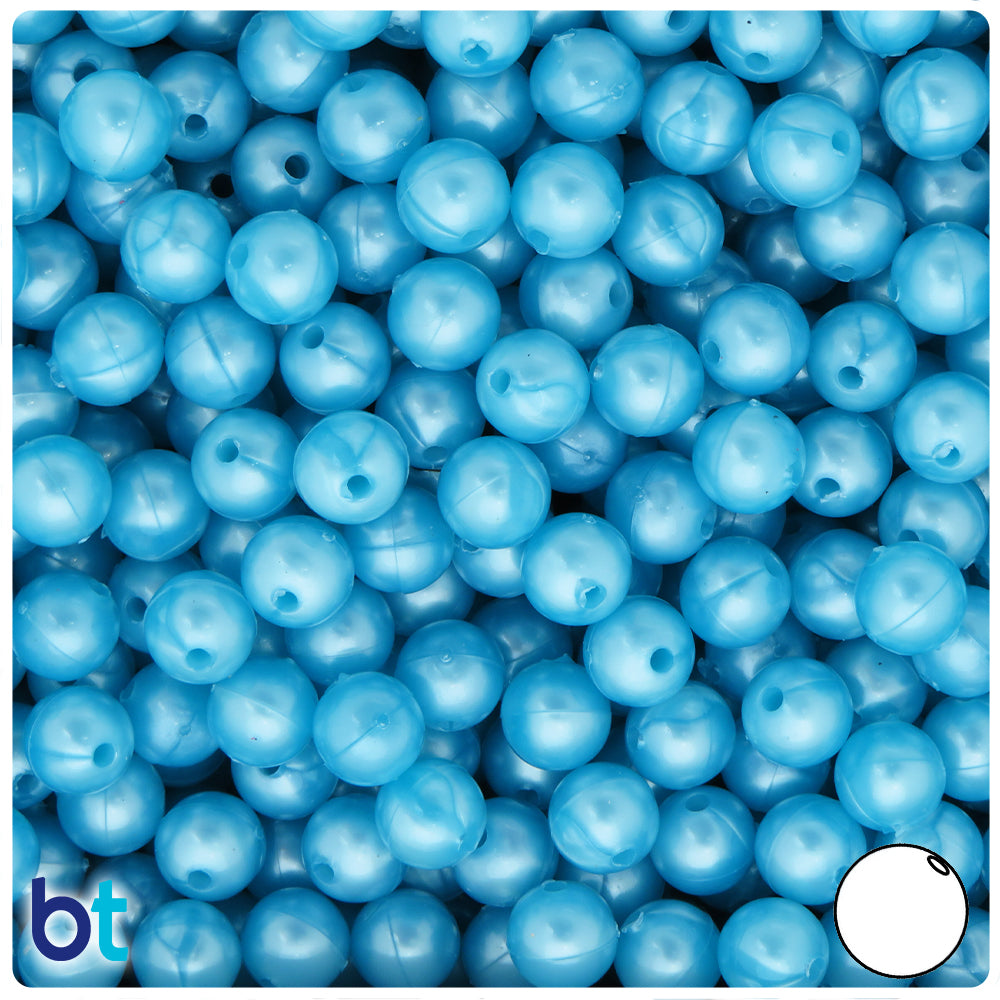Light Blue Pearl 8mm Round Plastic Beads (300pcs)