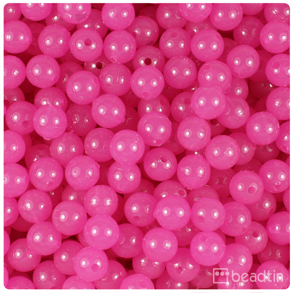 Pink Glow 8mm Round Plastic Beads (300pcs)