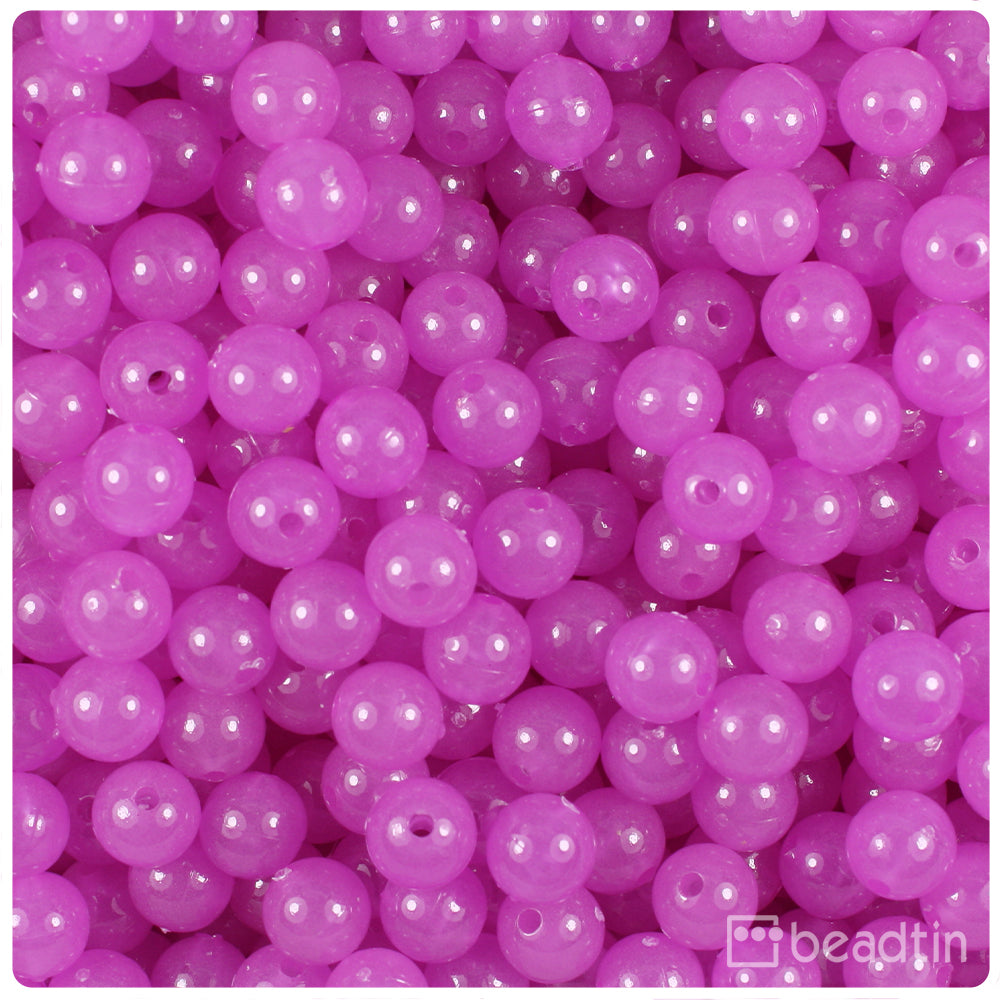 Purple Glow 8mm Round Plastic Beads (300pcs)
