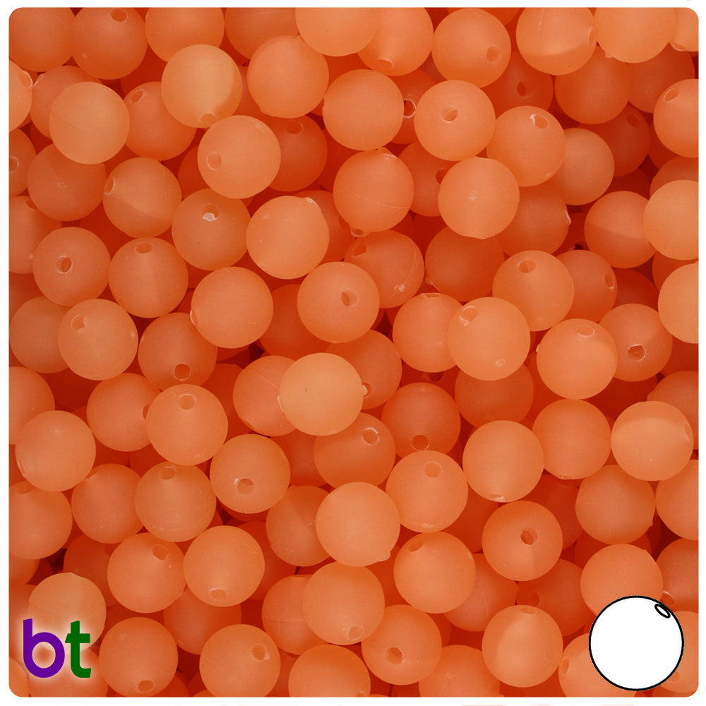 Orange Glow Frosted 8mm Round Plastic Beads (300pcs)