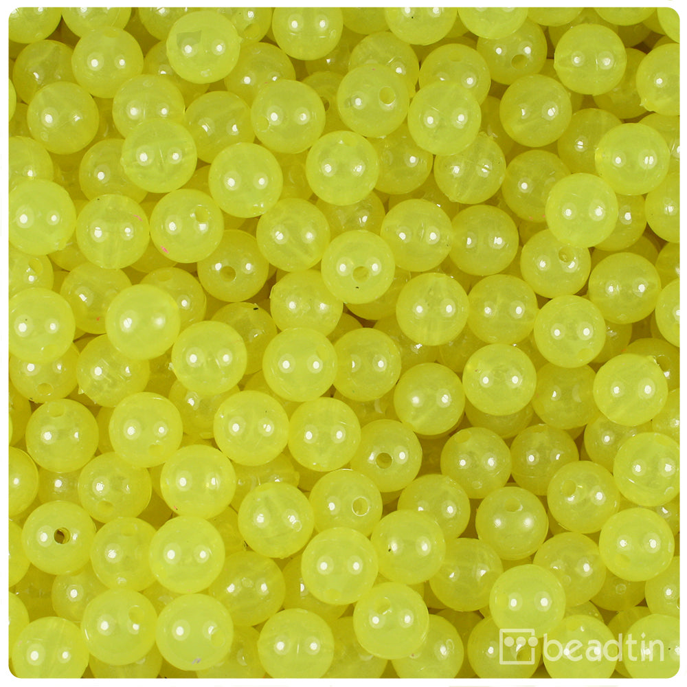 Yellow Glow 8mm Round Plastic Beads (300pcs)