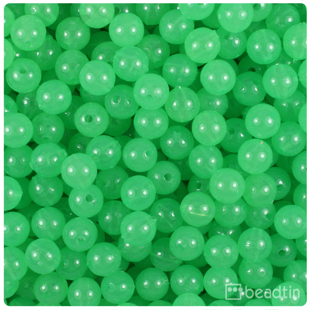 Green Glow 8mm Round Plastic Beads (300pcs)