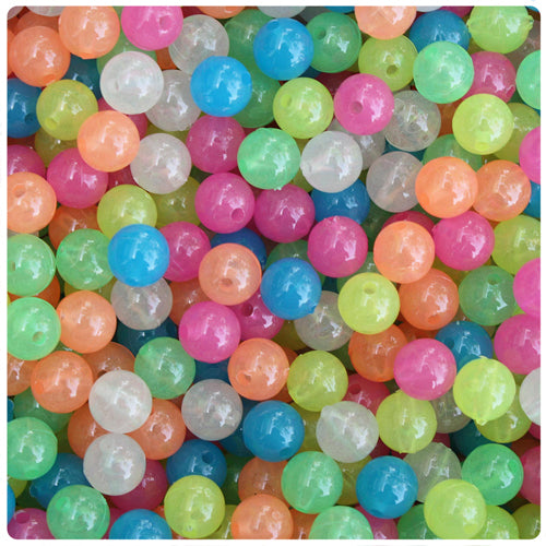 Glow Mix 8mm Round Plastic Beads (300pcs)