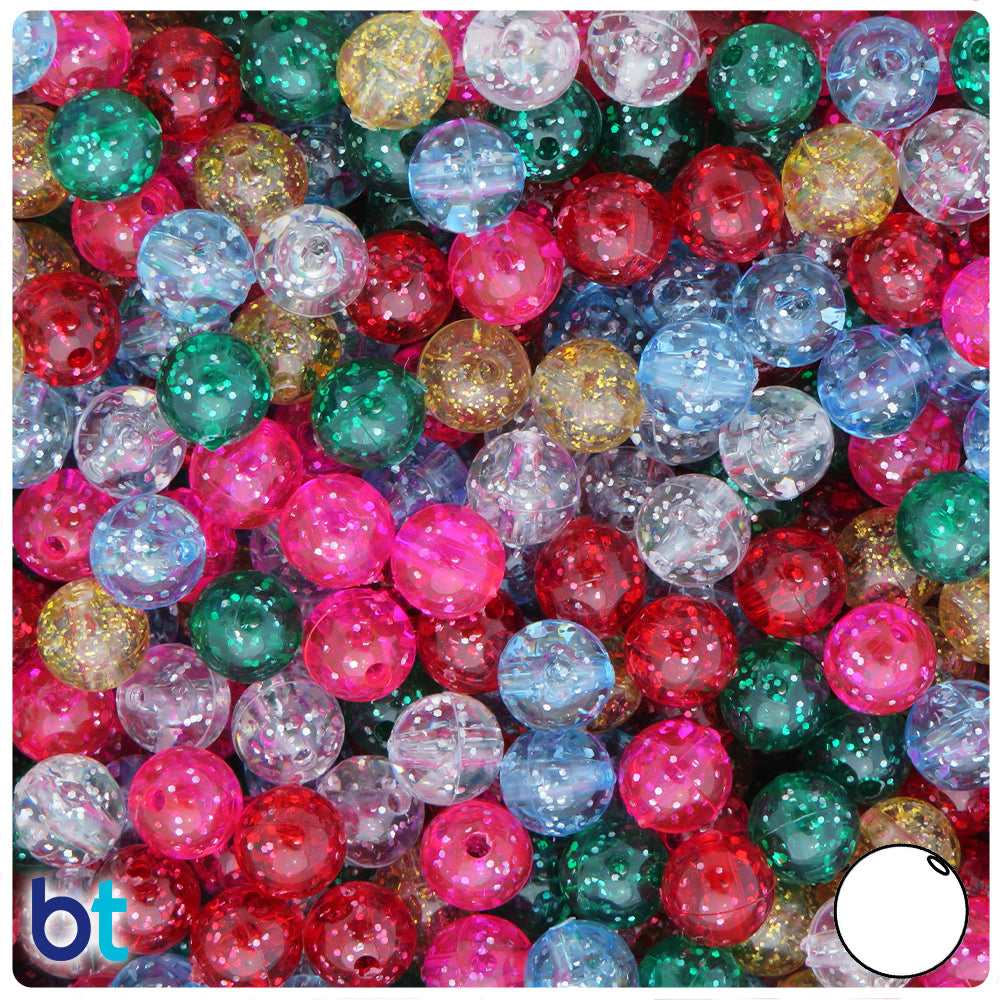 Classic Mix Sparkle 8mm Round Plastic Beads (300pcs)