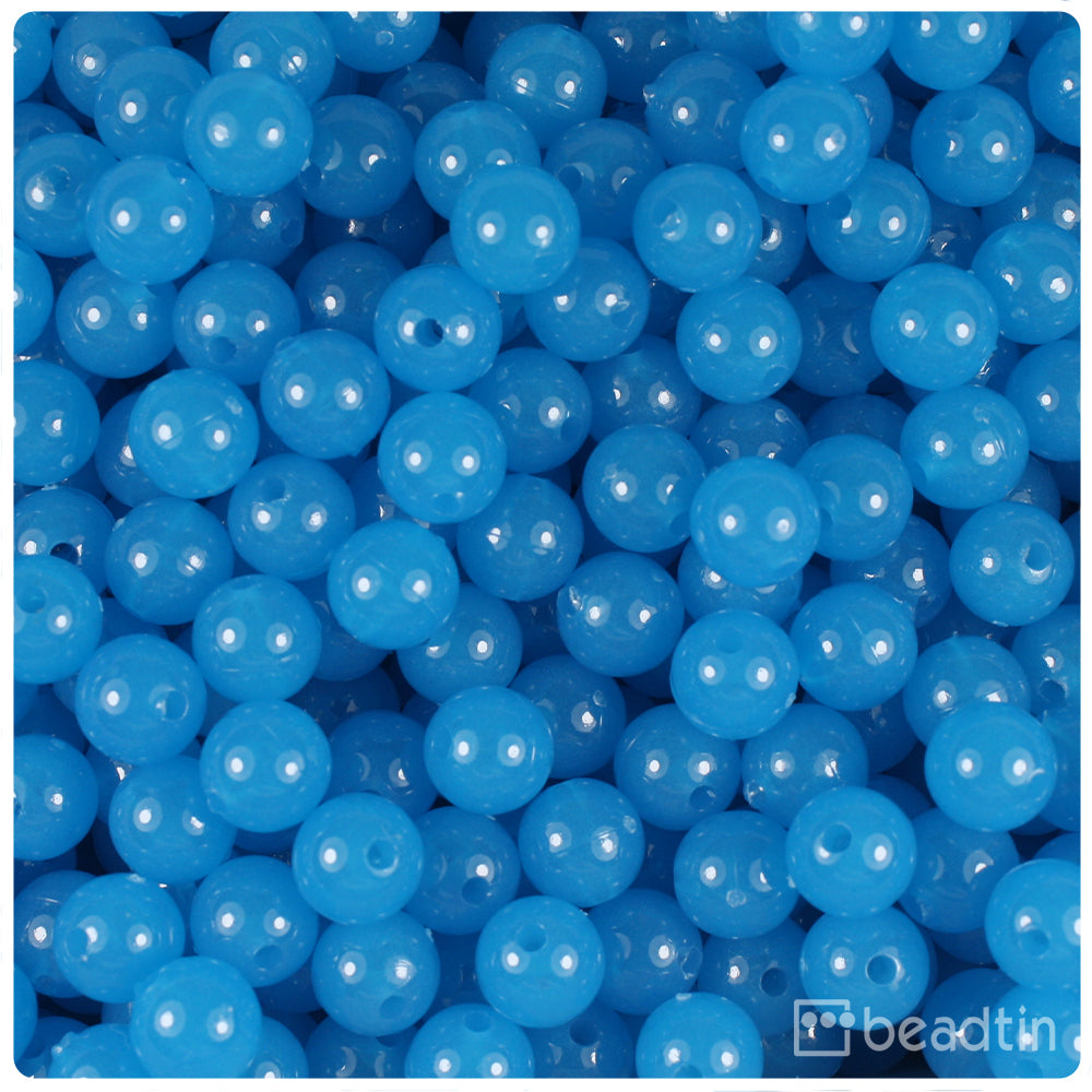 Blue Glow 8mm Round Plastic Beads (300pcs)