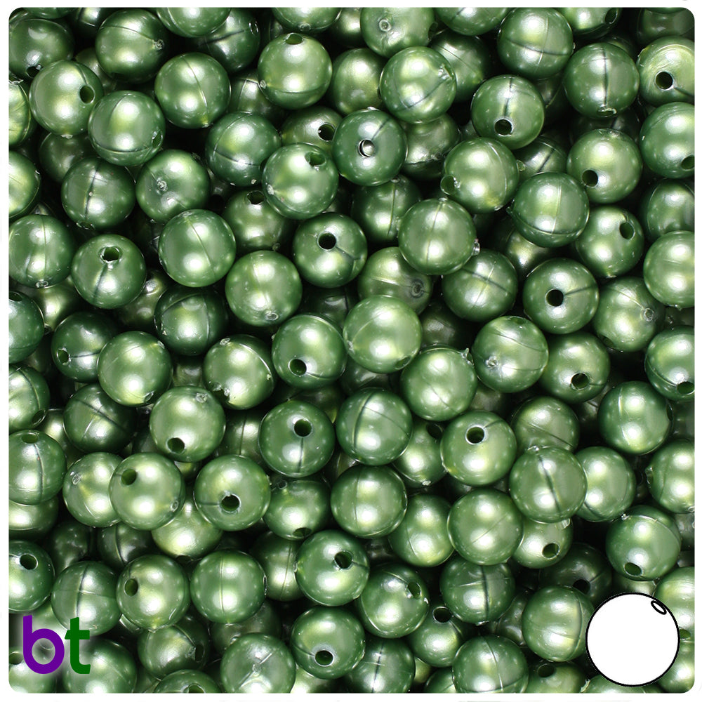 Green Luster Pearl 8mm Round Plastic Beads (300pcs)