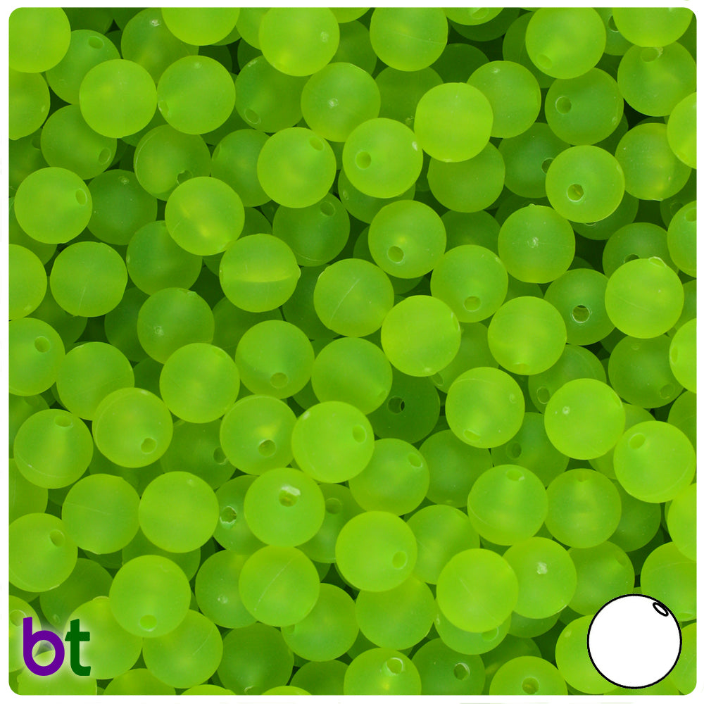 Lime Roe Frosted 8mm Round Plastic Beads (300pcs)