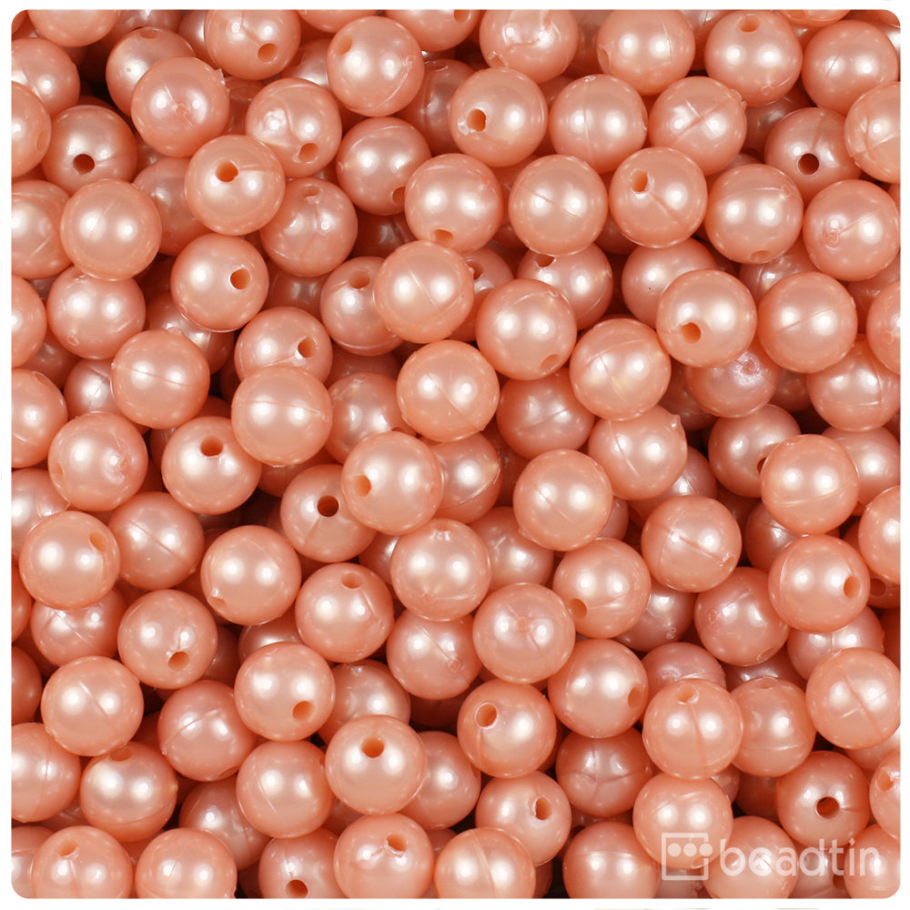 Peach Pearl 8mm Round Plastic Beads (300pcs)