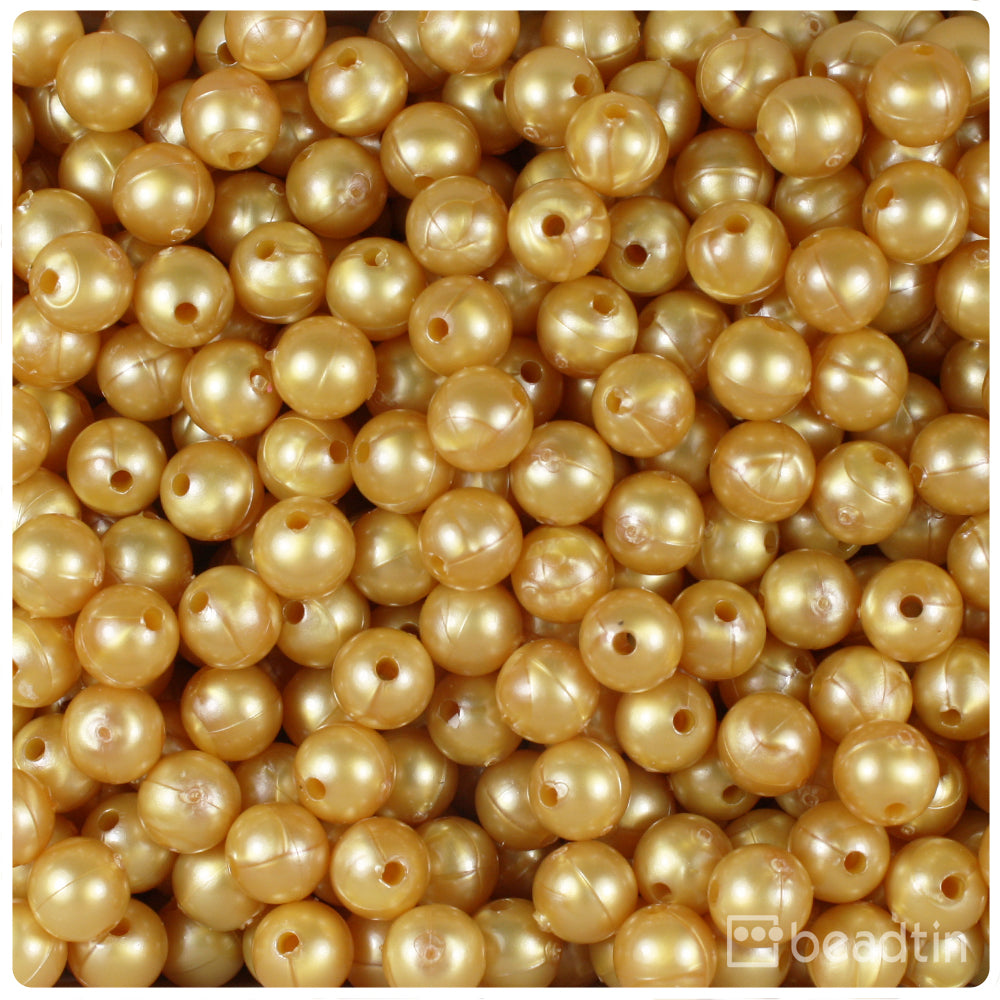Gold Pearl 8mm Round Plastic Beads (300pcs)