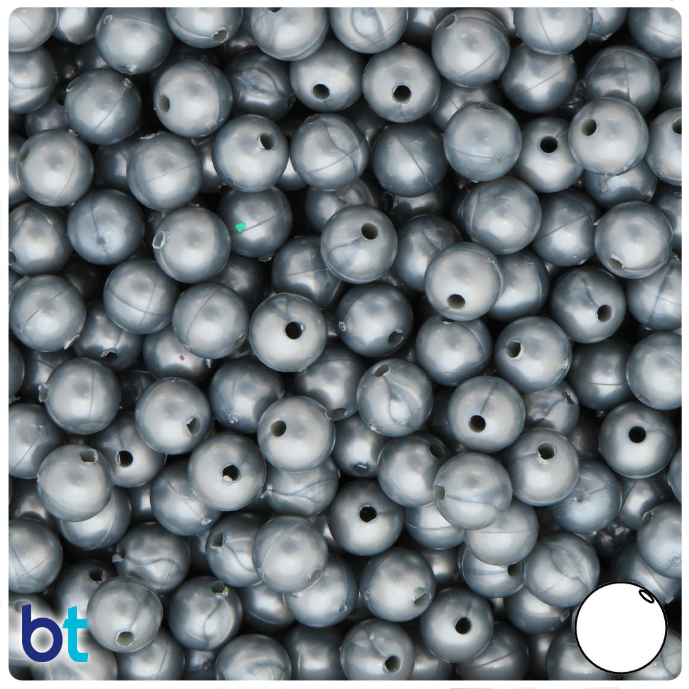 Grey Pearl 8mm Round Plastic Beads (300pcs)