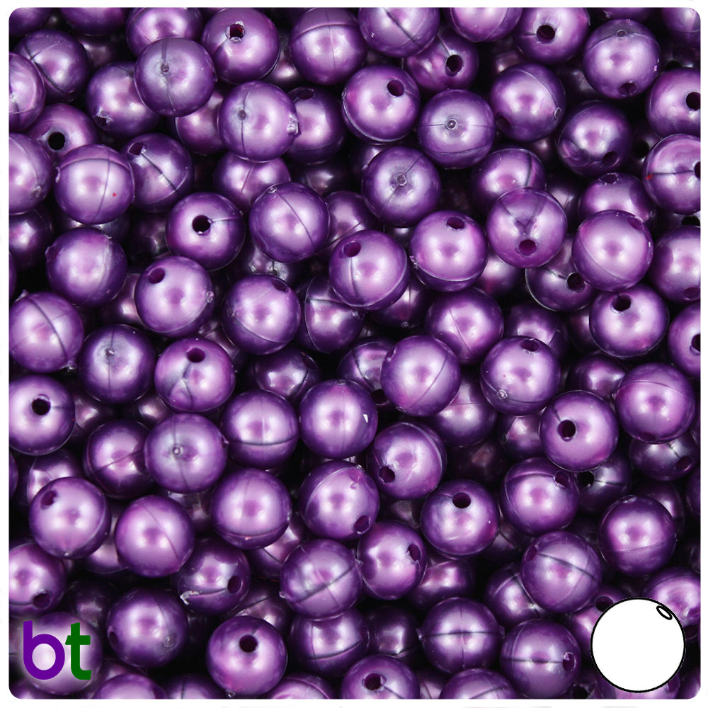 Violet Pearl 8mm Round Plastic Beads (300pcs)