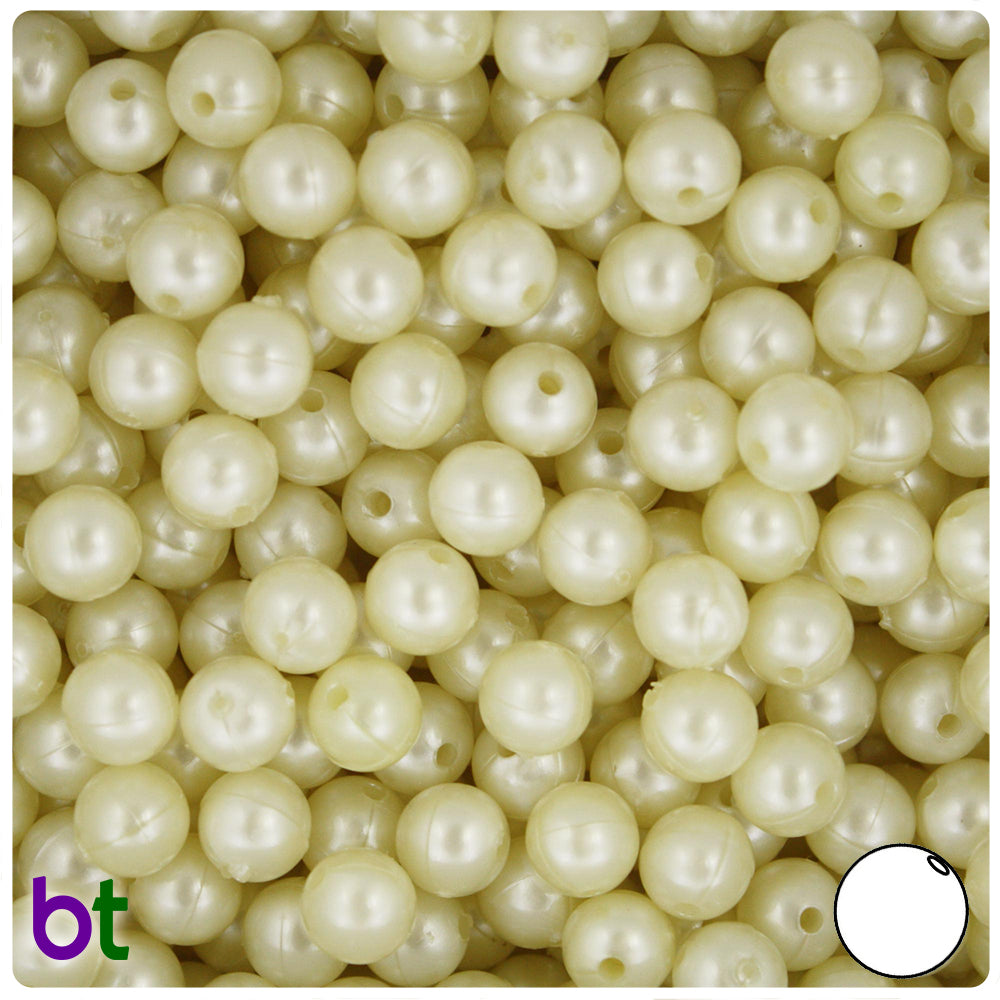 Light Yellow Pearl 8mm Round Plastic Beads (300pcs)