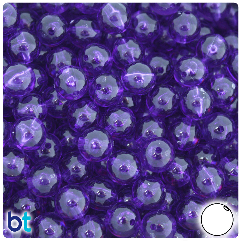Amethyst Transparent 10mm Round Plastic Beads (150pcs)