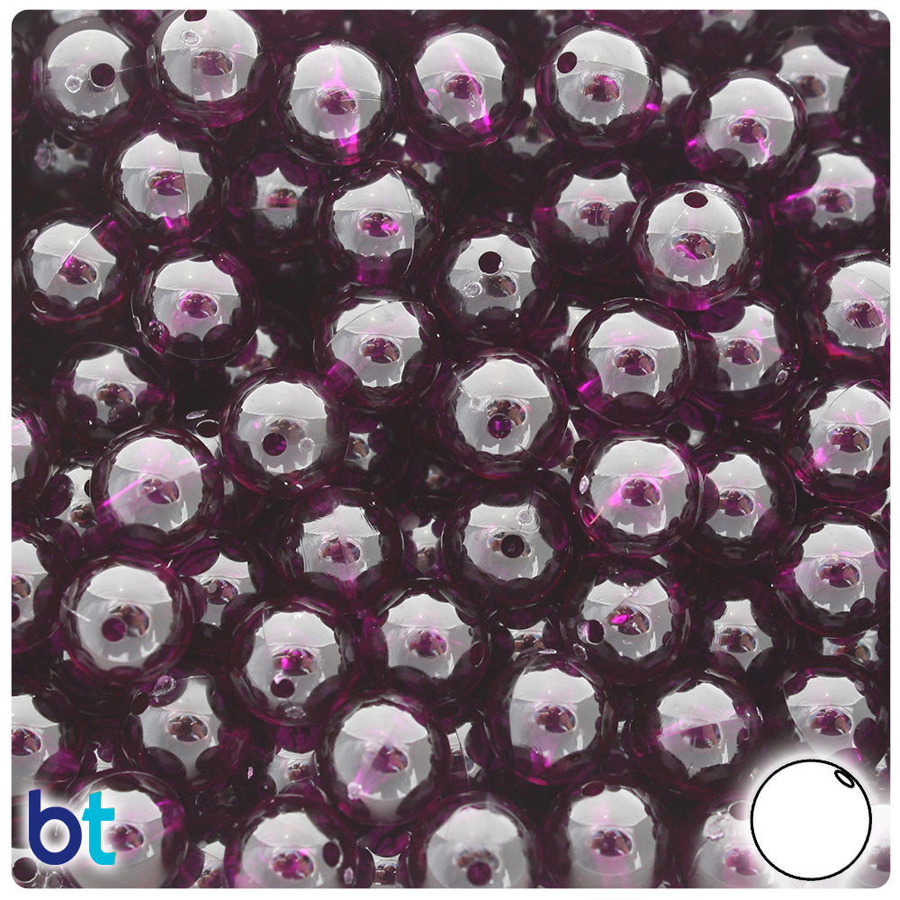 Dark Amethyst Transparent 10mm Round Plastic Beads (150pcs)