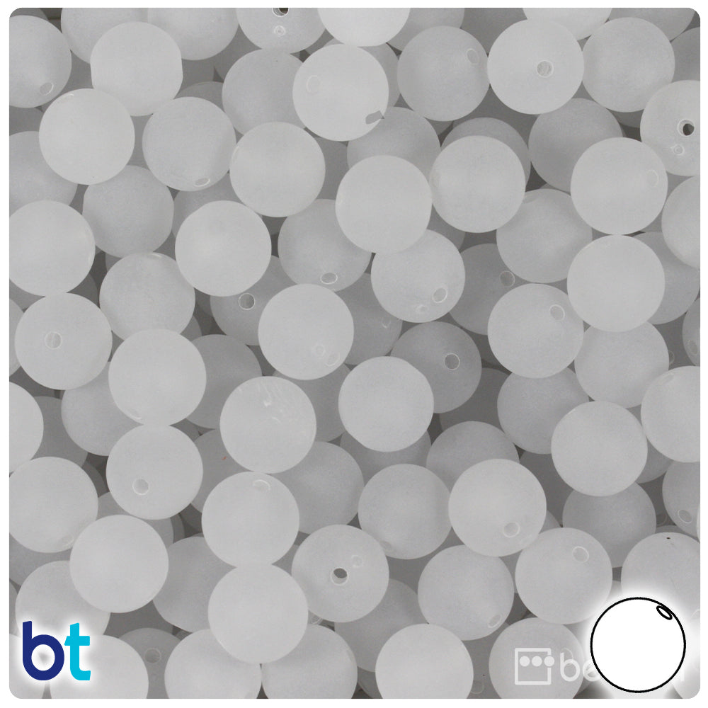 Ice Frosted 10mm Round Plastic Beads (150pcs)