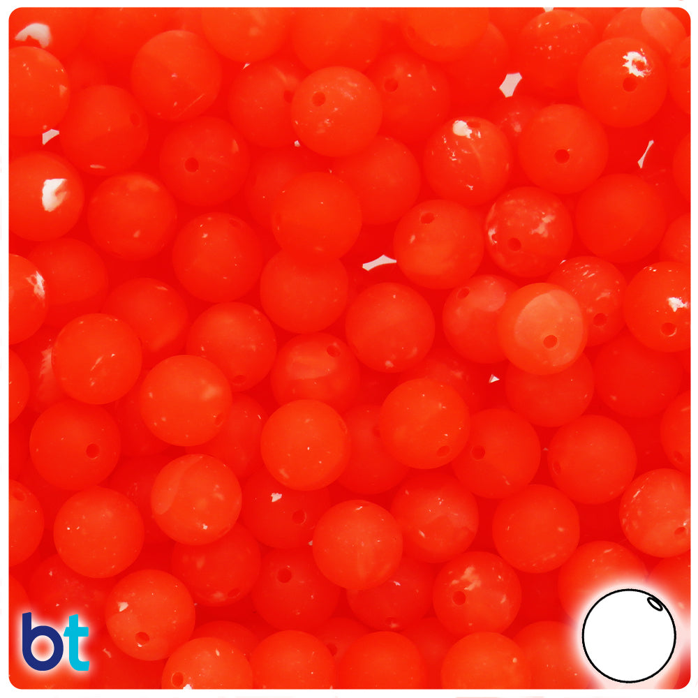 Hyacinth Frosted 10mm Round Plastic Beads - White Swirls (150pcs)