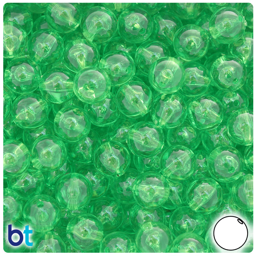 Lime Transparent 10mm Round Plastic Beads (150pcs)