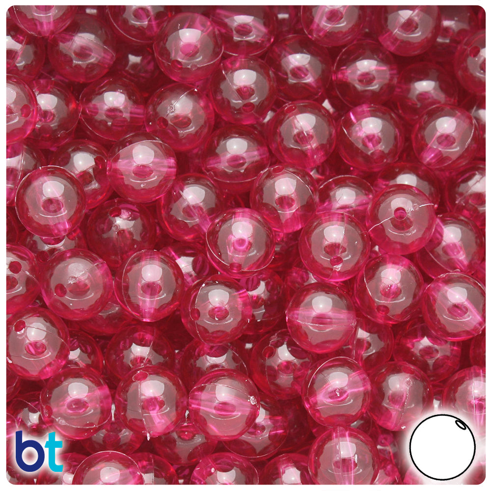Fuchsia Transparent 10mm Round Plastic Beads (150pcs)