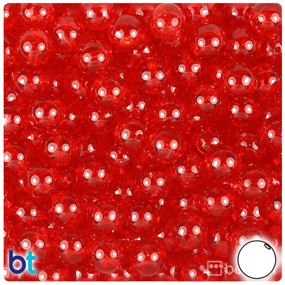 Ruby Transparent 10mm Round Plastic Beads (150pcs)