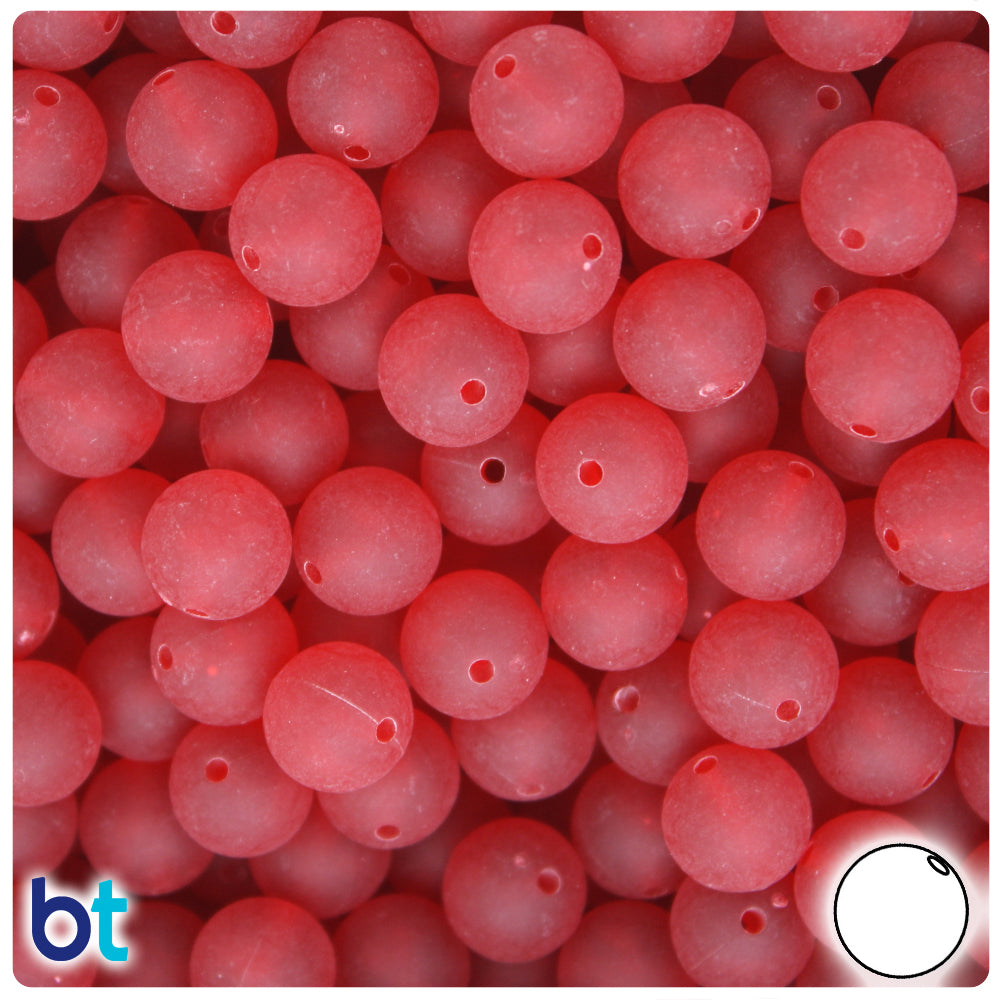 Dark Ruby Frosted 10mm Round Plastic Beads (150pcs)