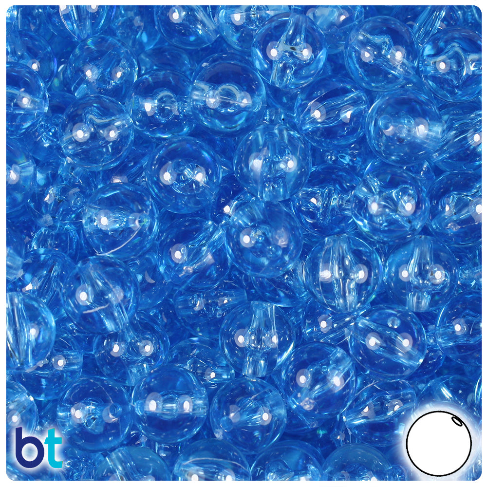 Light Sapphire Transparent 10mm Round Plastic Beads (150pcs)
