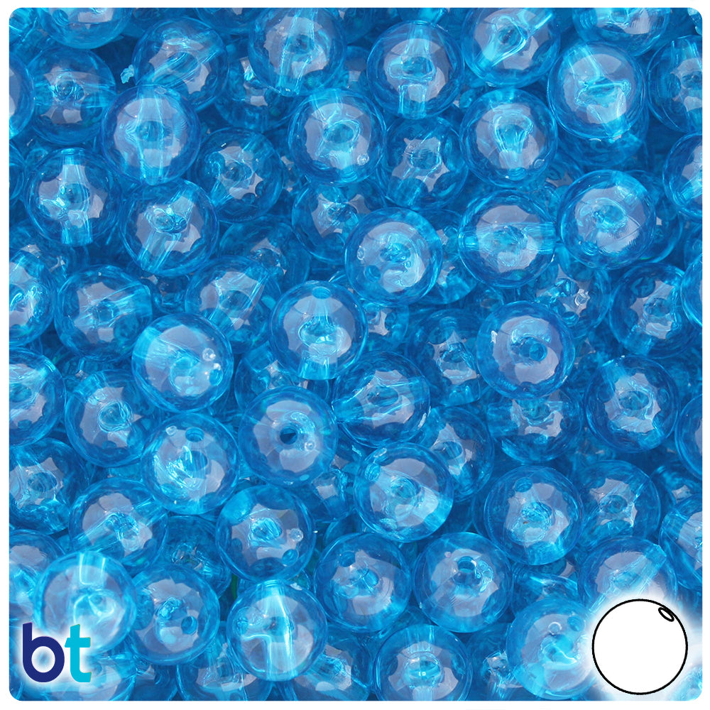 Turquoise Transparent 10mm Round Plastic Beads (150pcs)