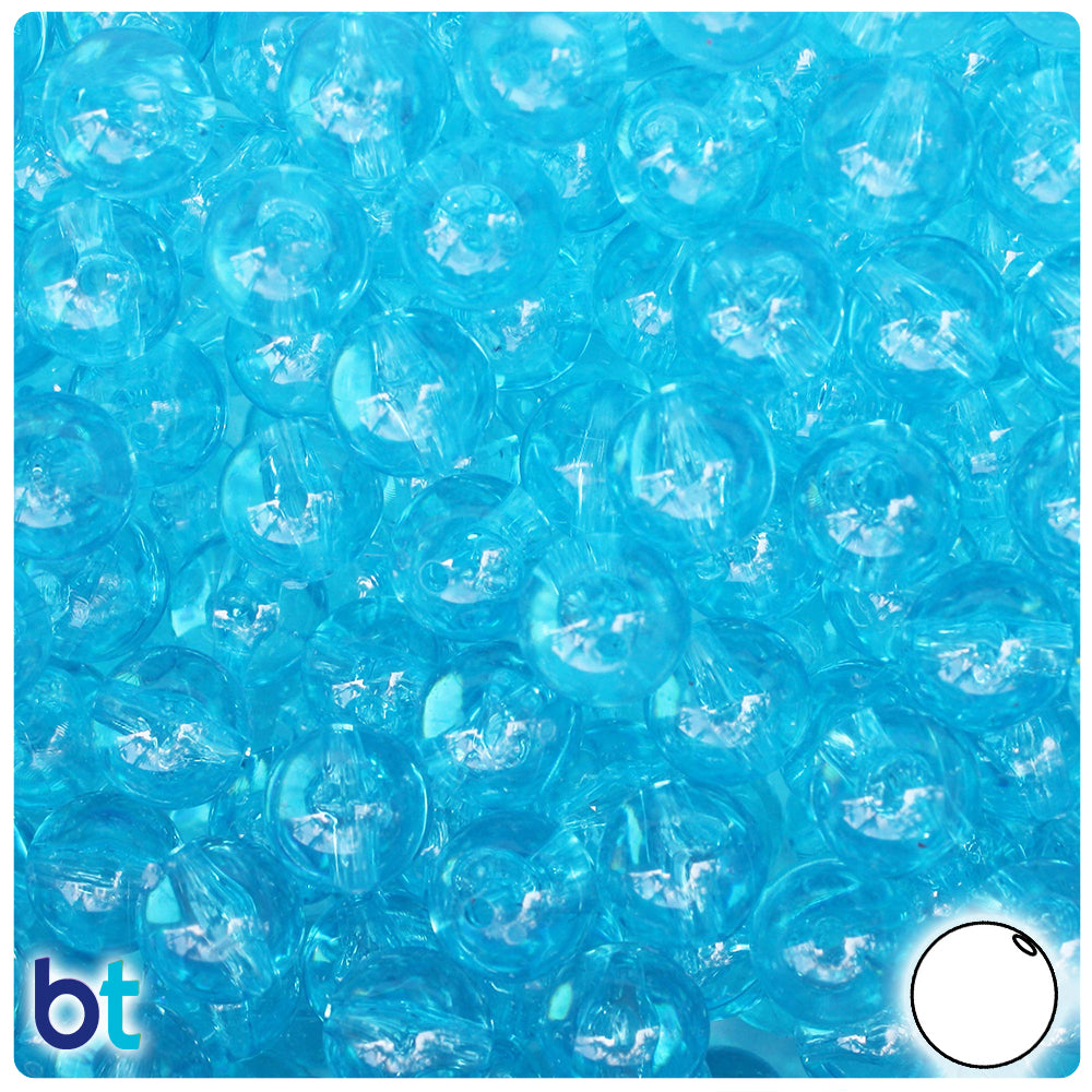 Light Turquoise Transparent 10mm Round Plastic Beads (150pcs)