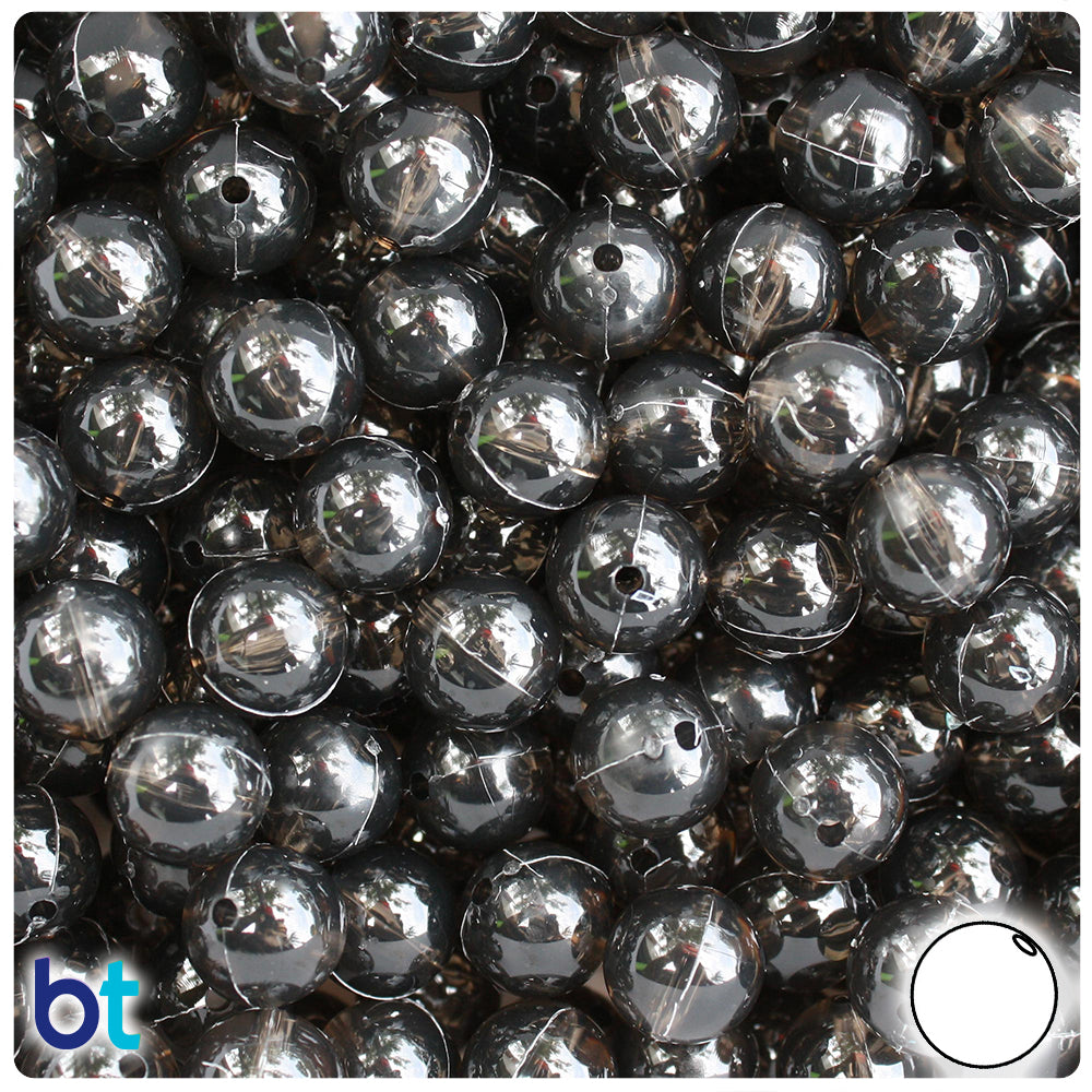 Jet Transparent 10mm Round Plastic Beads (150pcs)
