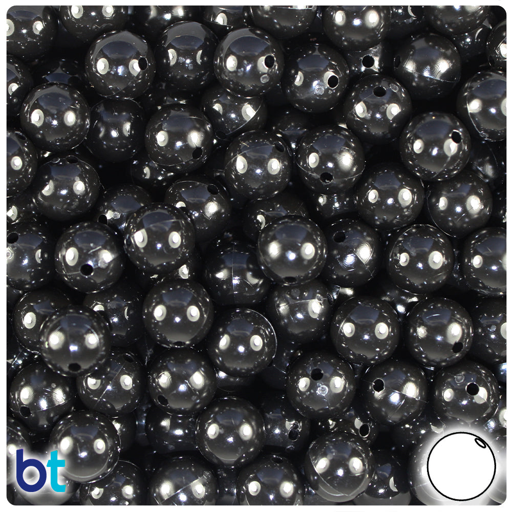 Black Opaque 10mm Round Plastic Beads (150pcs)