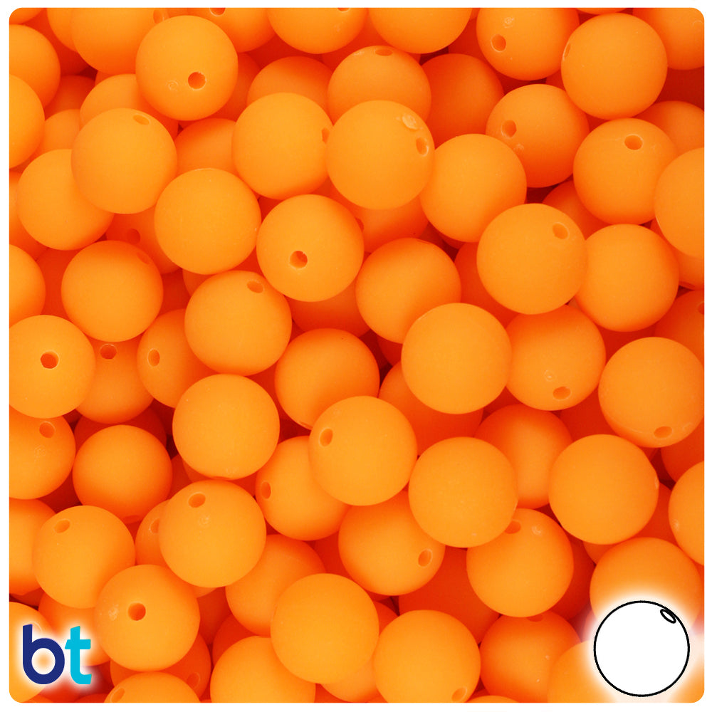 Orange Matte 10mm Round Plastic Beads (150pcs)