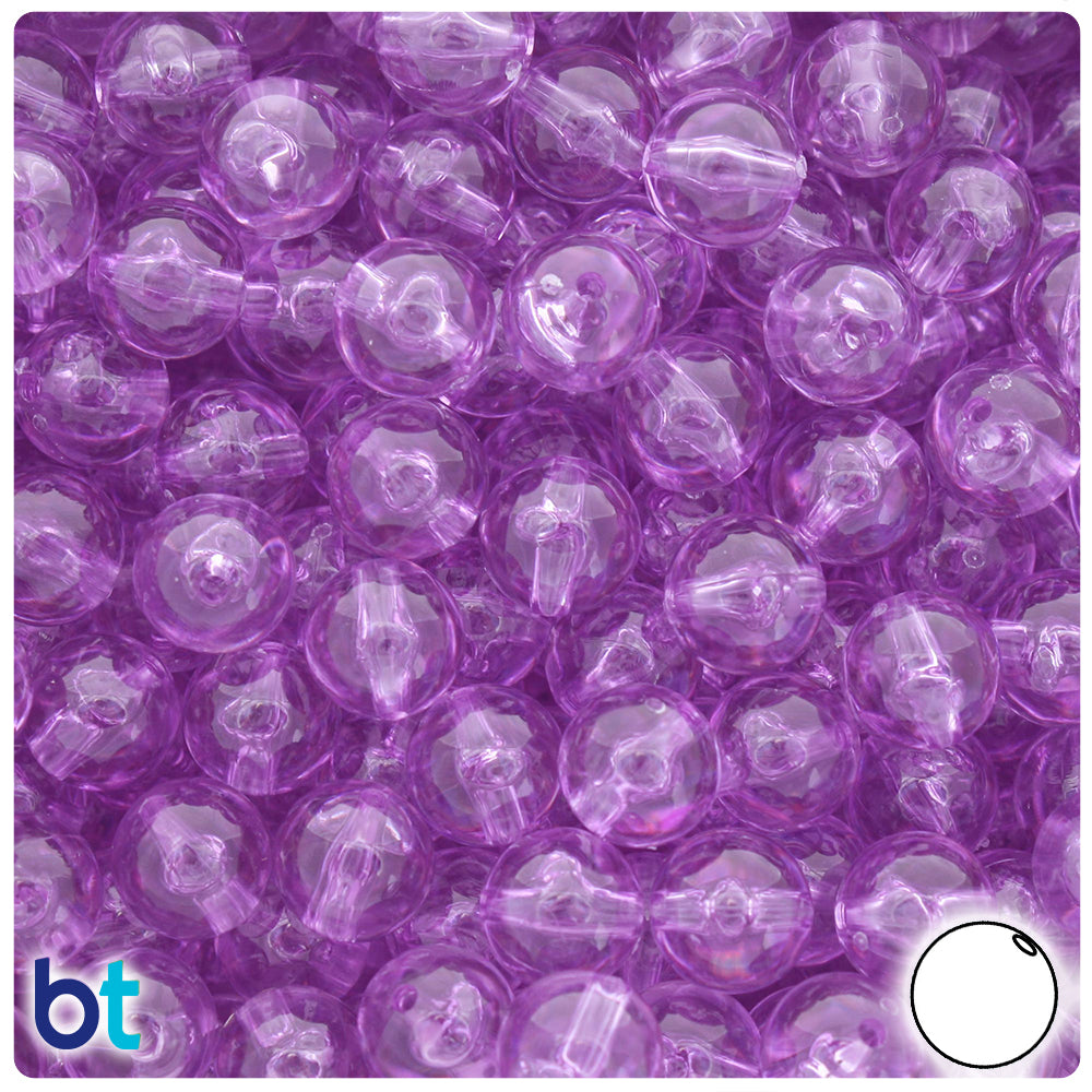 Light Amethyst Transparent 10mm Round Plastic Beads (150pcs)