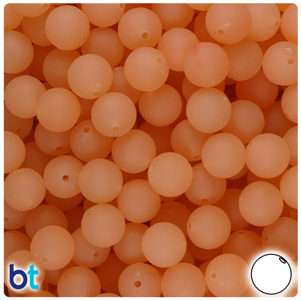 Peach Frosted 10mm Round Plastic Beads (150pcs)