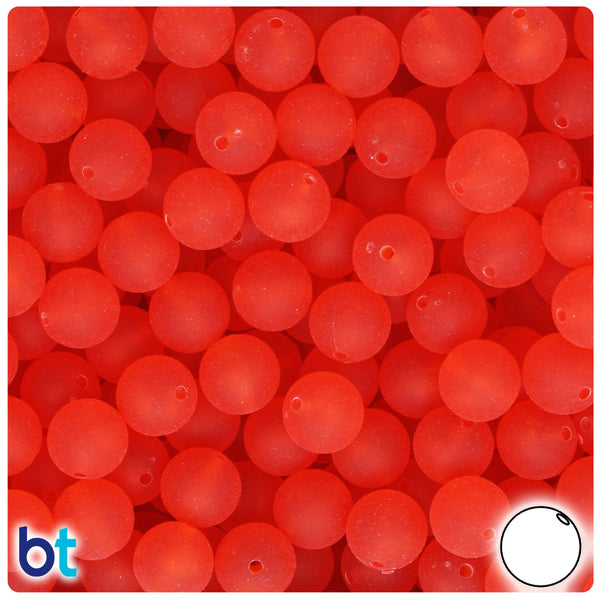Orange Glow Frosted 10mm Round Plastic Beads (150pcs)