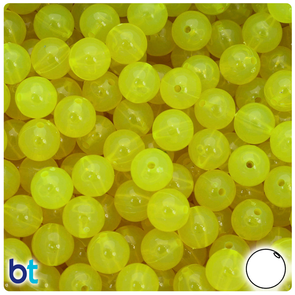 Lure Yellow Transparent 10mm Round Plastic Beads (150pcs)