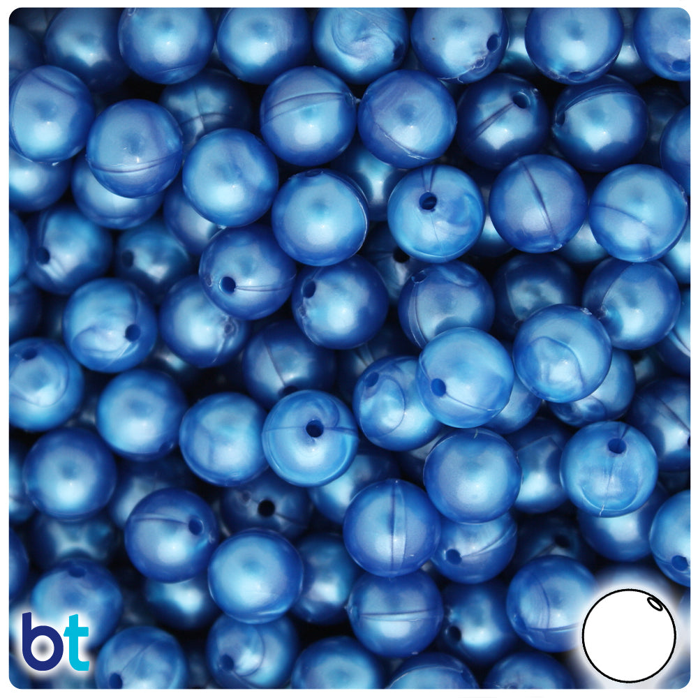 Dark Blue Pearl 10mm Round Plastic Beads (150pcs)