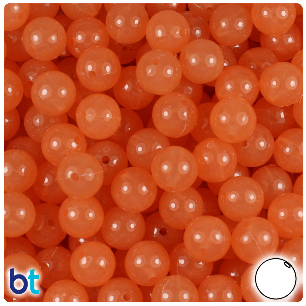 Orange Glow 10mm Round Plastic Beads (150pcs)