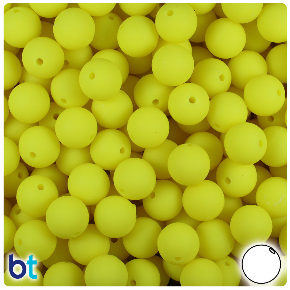 Chartreuse Matte 10mm Round Plastic Beads (150pcs)