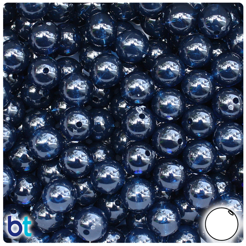 Montana Blue Transparent 10mm Round Plastic Beads (150pcs)