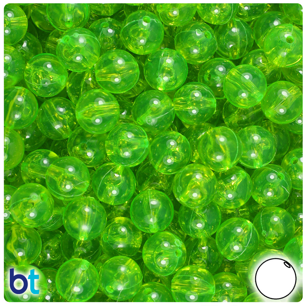 Lime Roe Transparent 10mm Round Plastic Beads (150pcs)