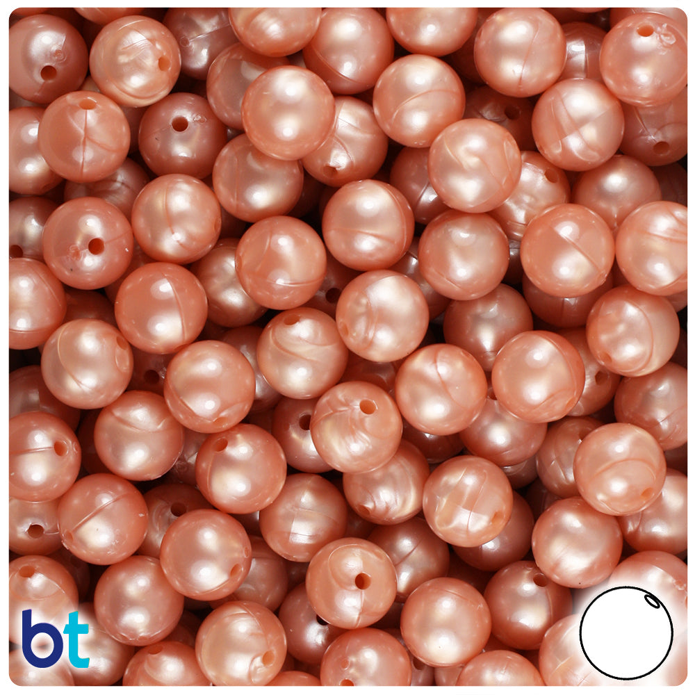 Peach Pearl 10mm Round Plastic Beads (150pcs)