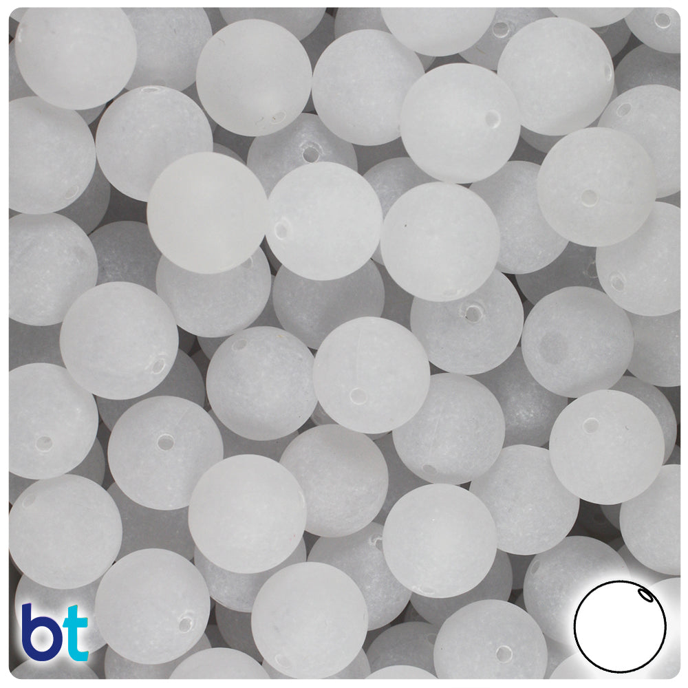 Ice Frosted 12mm Round Plastic Beads (60pcs)