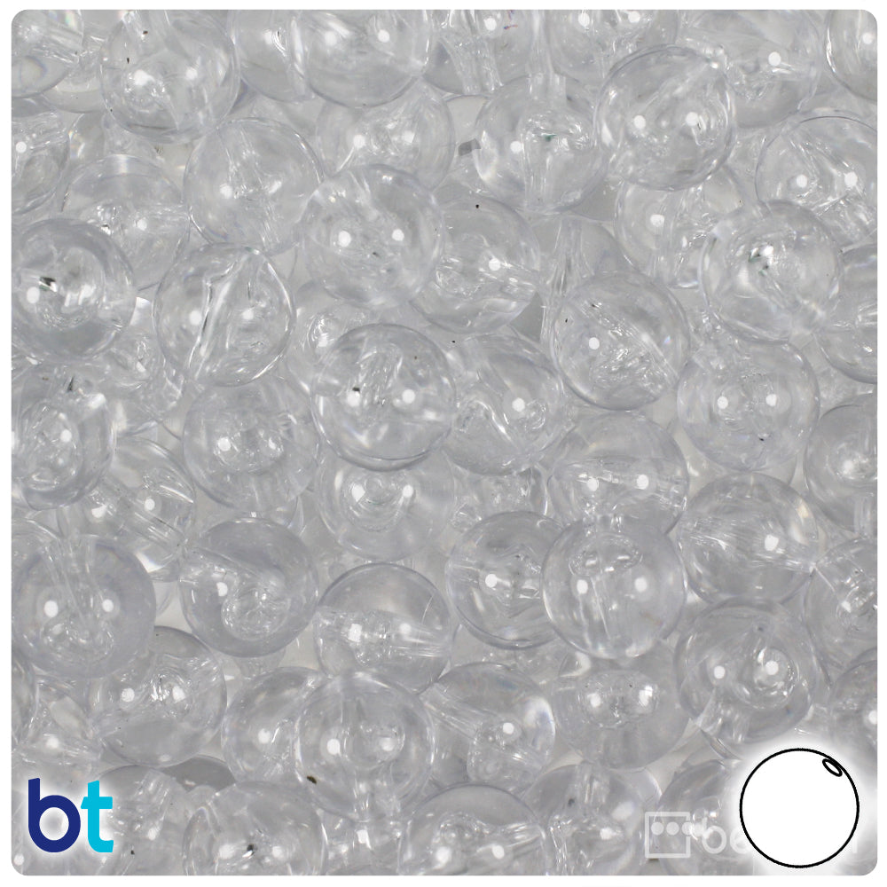 Crystal Transparent 12mm Round Plastic Beads (60pcs)