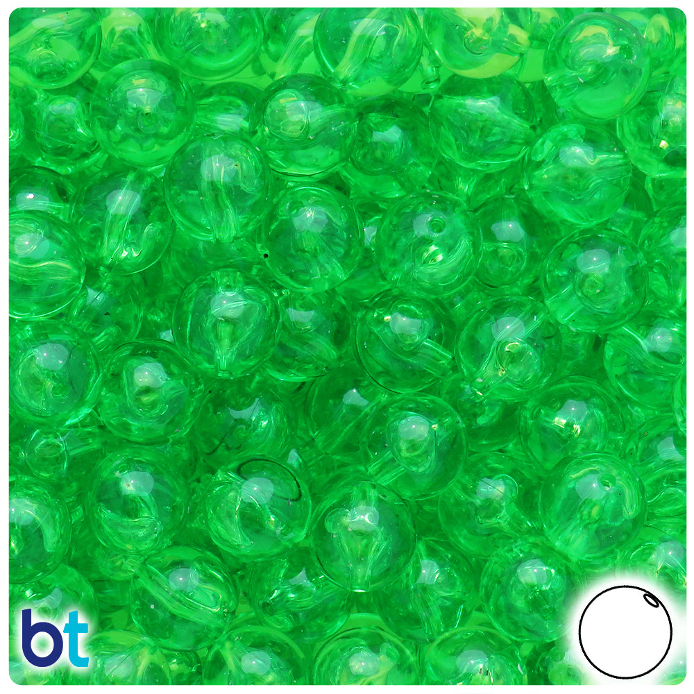 Lime Transparent 12mm Round Plastic Beads (60pcs)