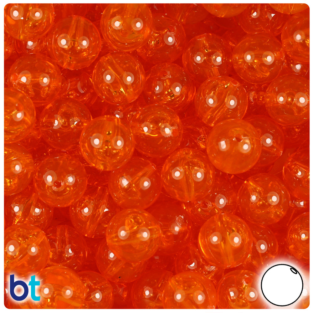 Orange Transparent 12mm Round Plastic Beads (60pcs)