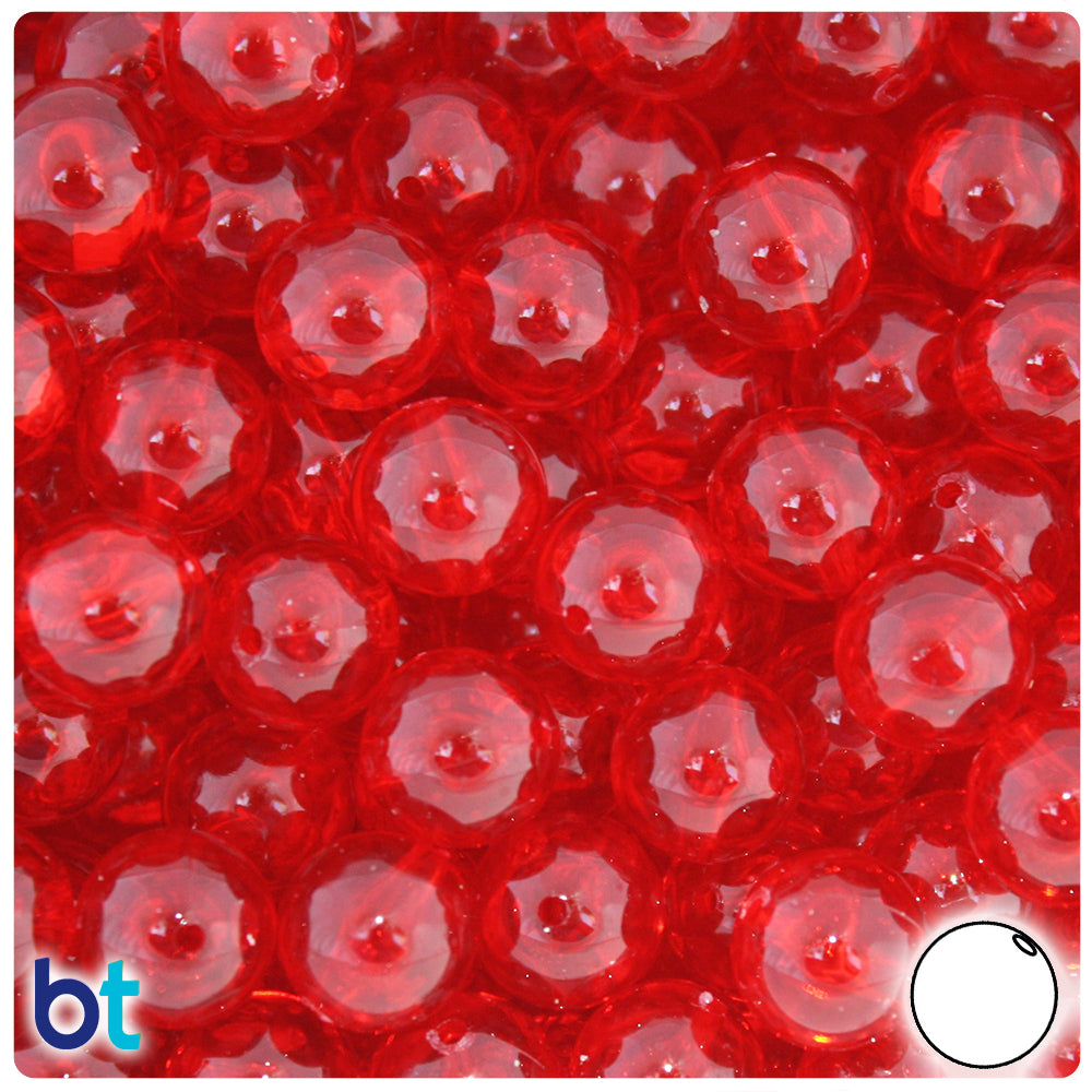 Ruby Transparent 12mm Round Plastic Beads (60pcs)
