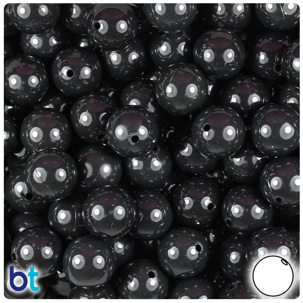 Black Opaque 12mm Round Plastic Beads (60pcs)