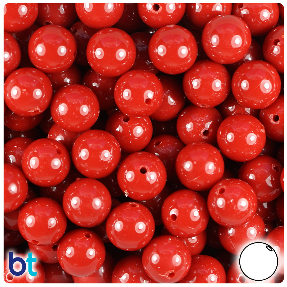 Red Opaque 12mm Round Plastic Beads (60pcs)