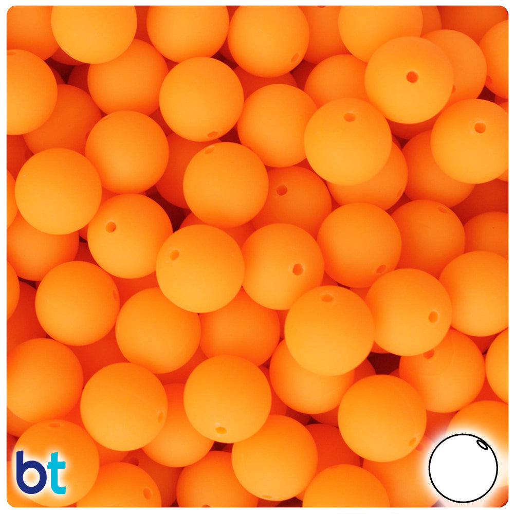 Orange Matte 12mm Round Plastic Beads (60pcs)