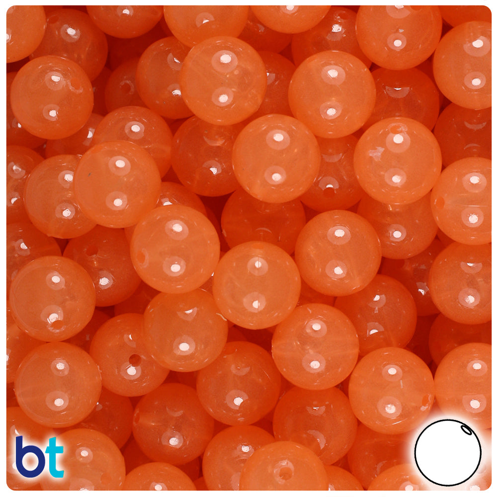 Orange Glow 12mm Round Plastic Beads (60pcs)